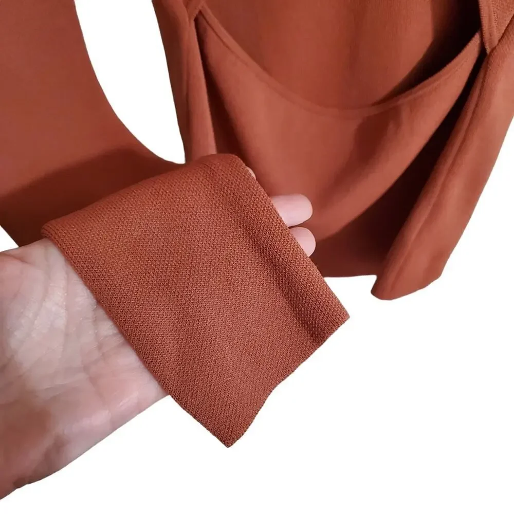 REVOLVE Bardot Maxwell Knit Top cot cutout long sleeve in Copper size L